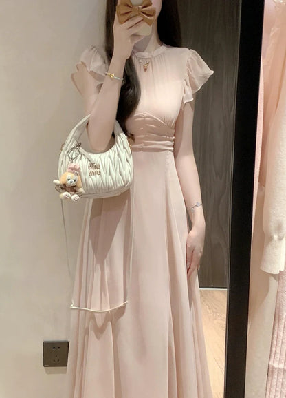 Petite-Friendly Japanese-Style Ruffled Smocked Maxidress