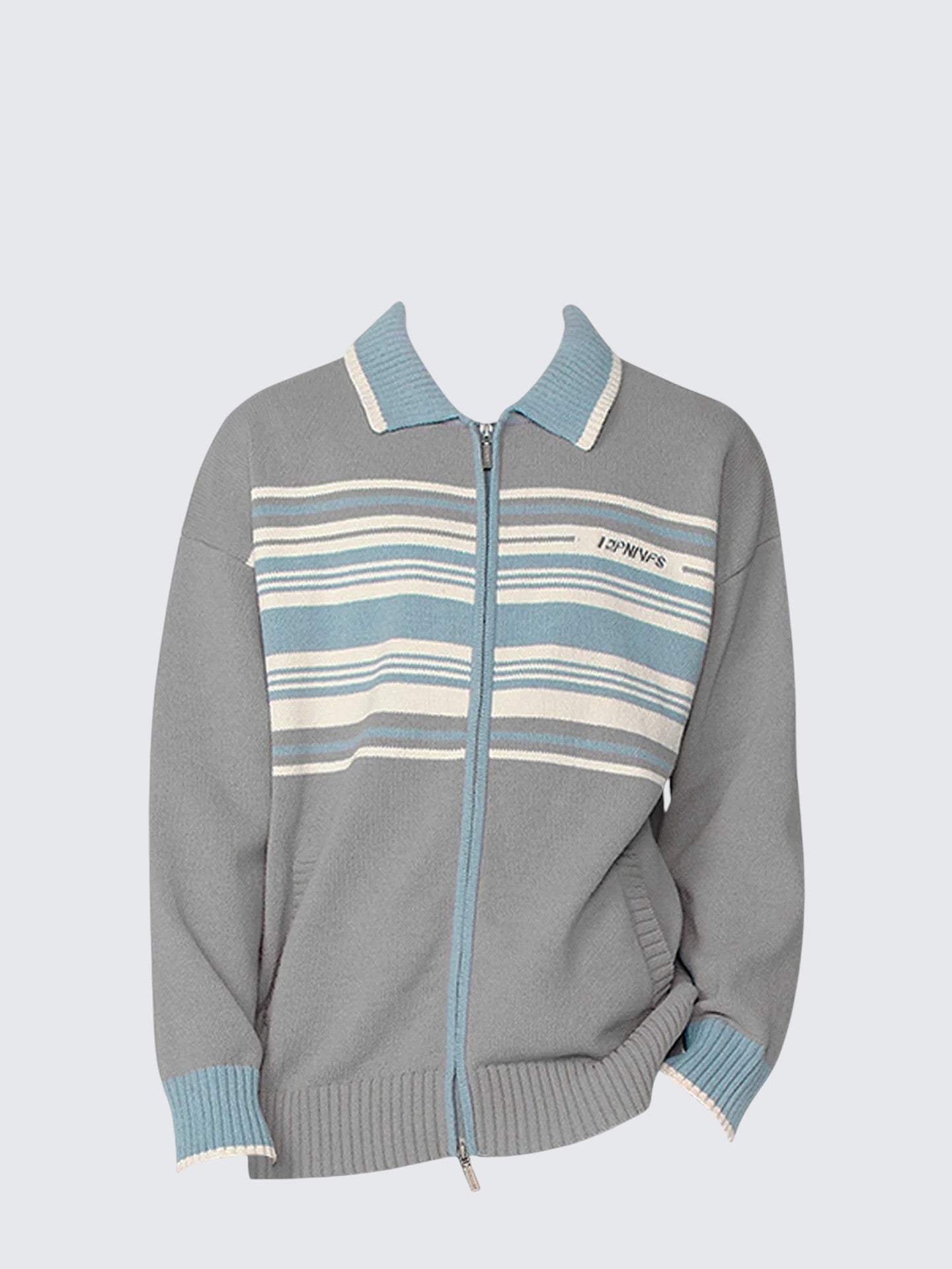 American Contrast Stripe Zip Knit Cardigan