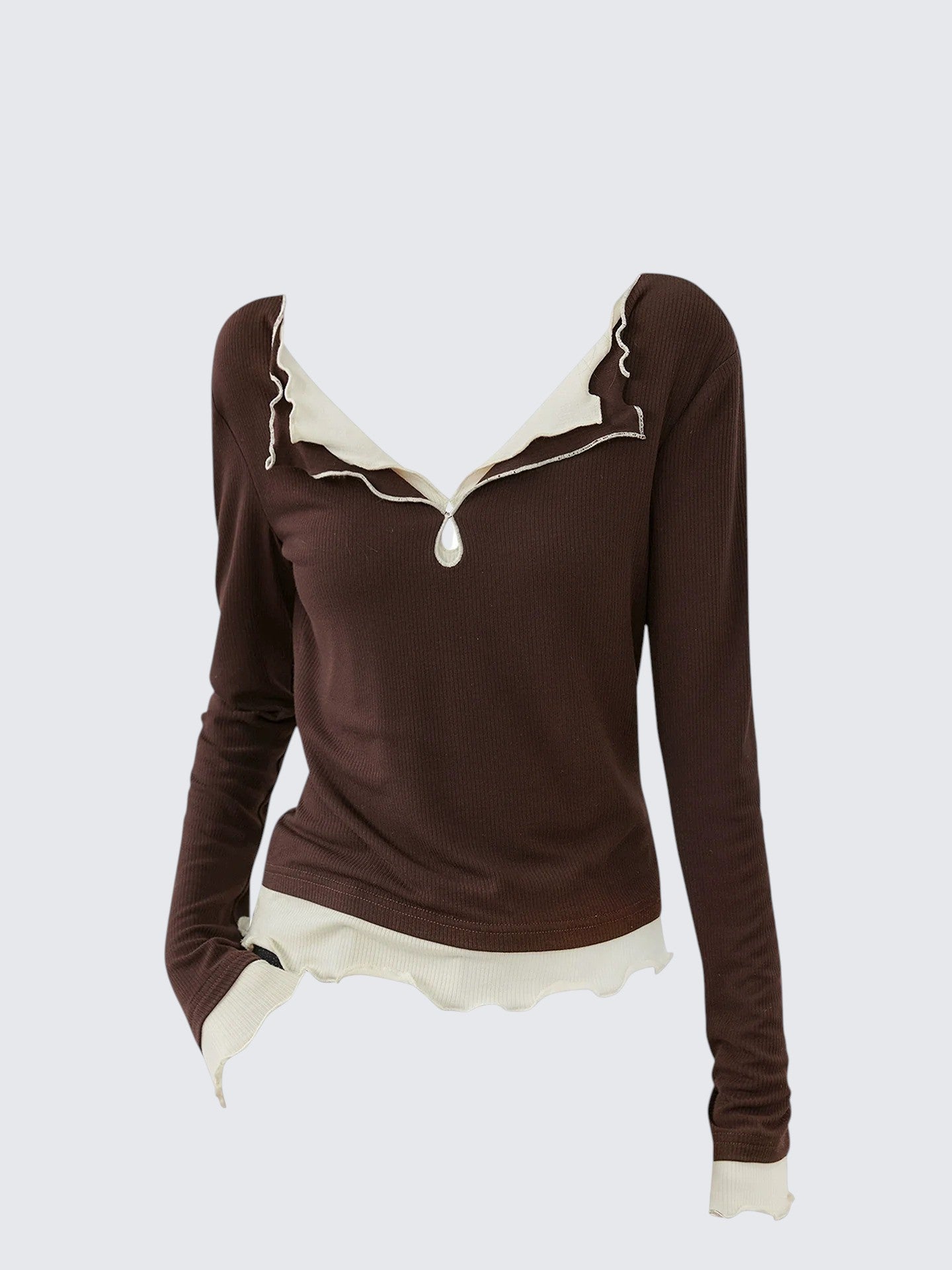 American Retro Fake Two Piece Long Sleeve T-shirt