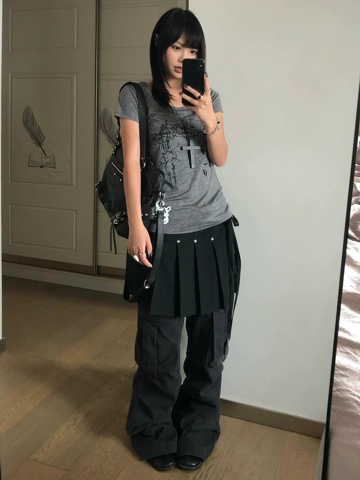 Y2K Printed Wide Neck Crop Top Slim Fit Tee