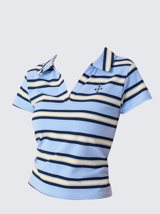 American Striped Contrast Short Sleeve T-Shirt