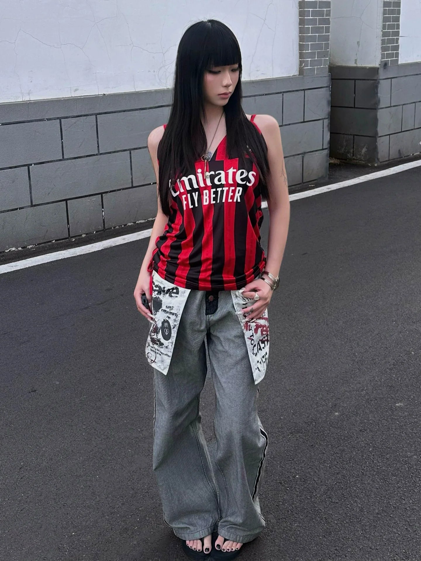 Retro Red Black Stripe Cami Top for Summer