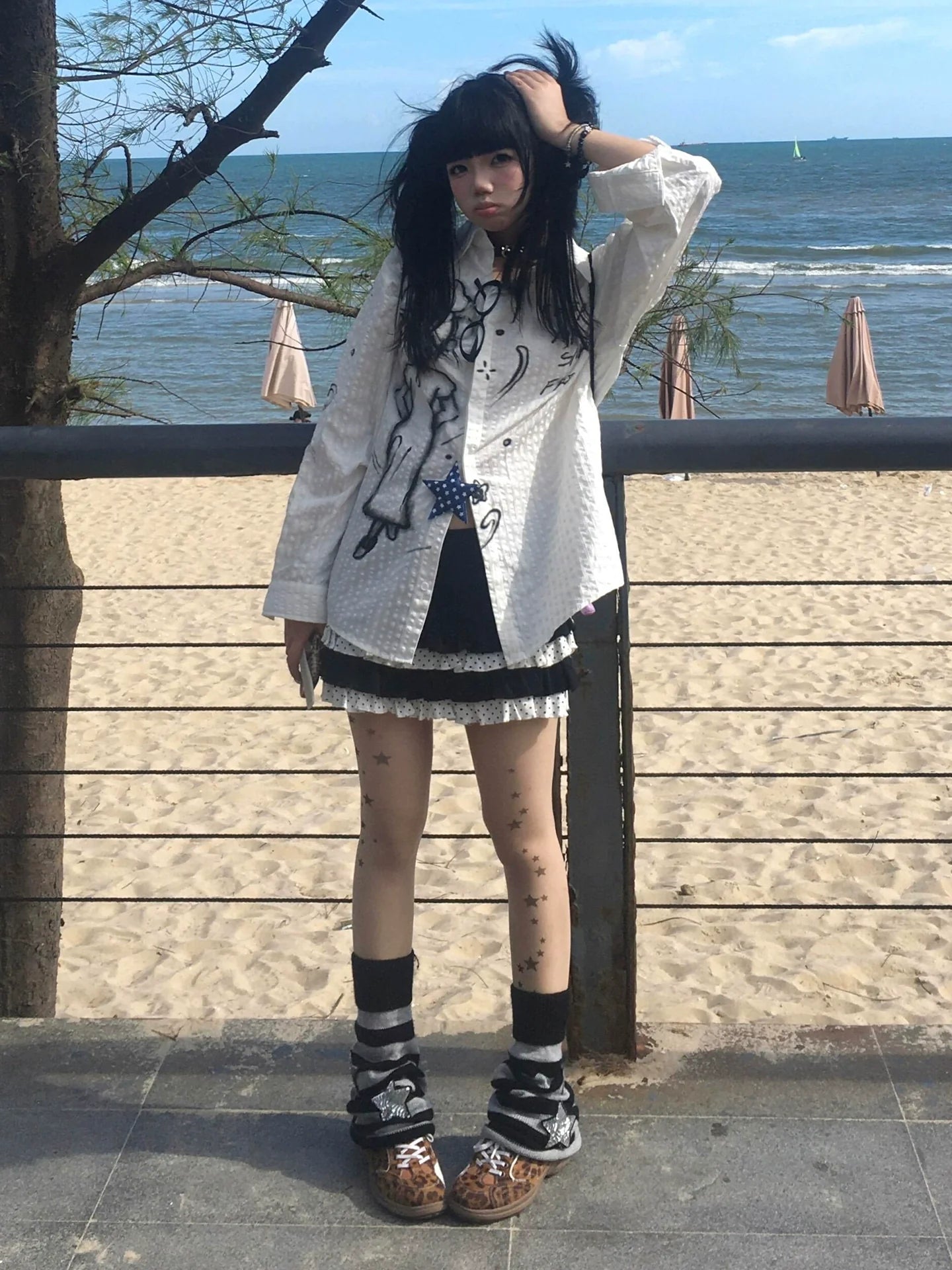 White Striped Textured Long Sleeve Shirt