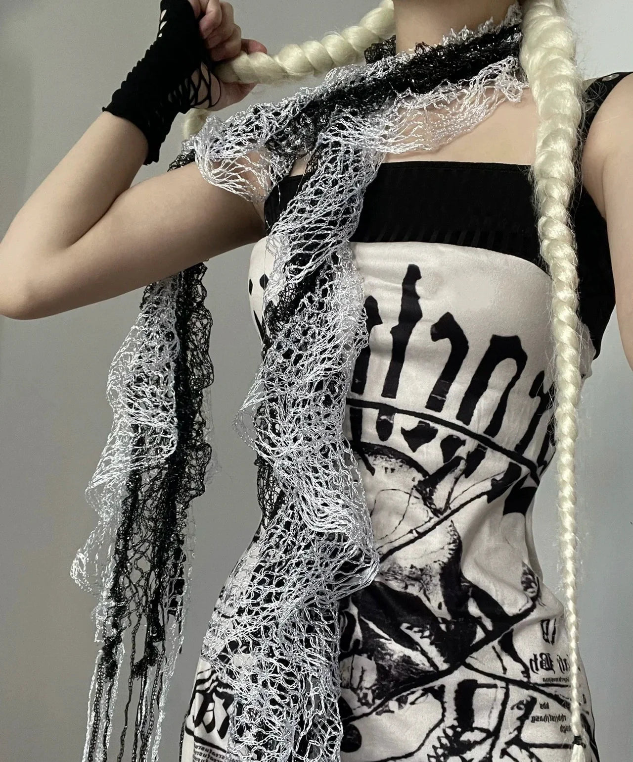 Skull Camisole Dress Subculture Punk Y2K E-girl Shibuya Gothic Slim Bodycon Dress