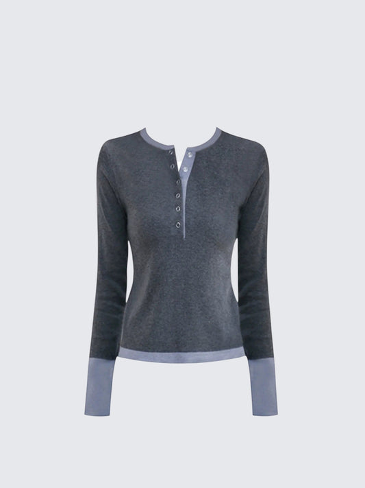 Colorblock Henley Layered Knit Women