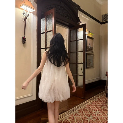 3D Braided Lace Halter Tulle Gown Dress