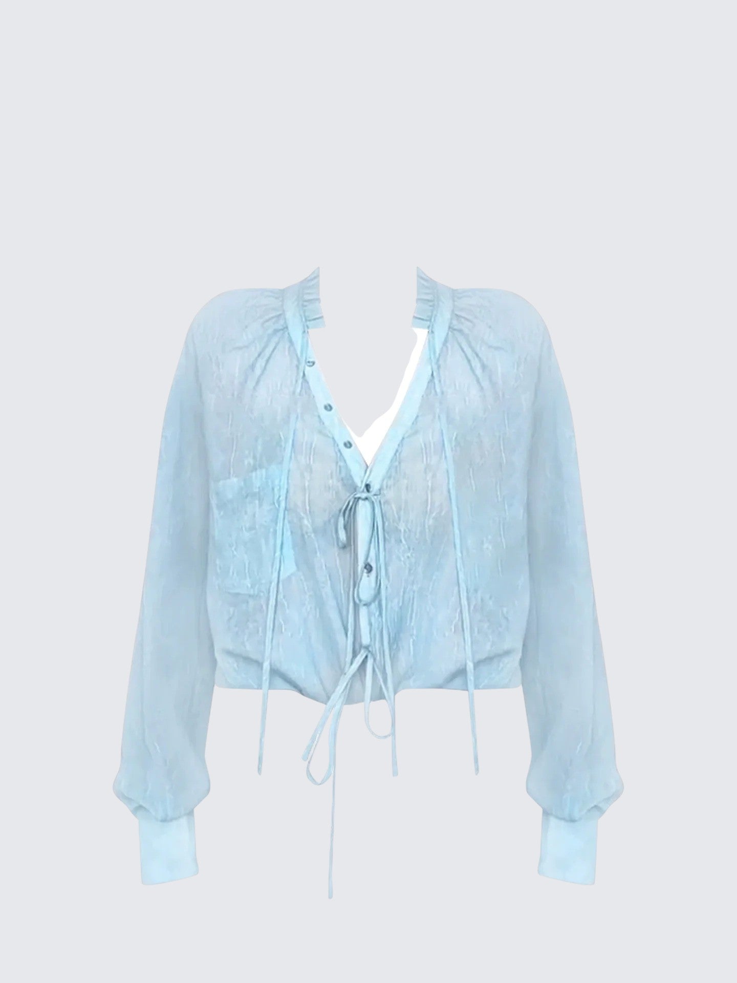 French V-Neck Long Sleeve Shirt