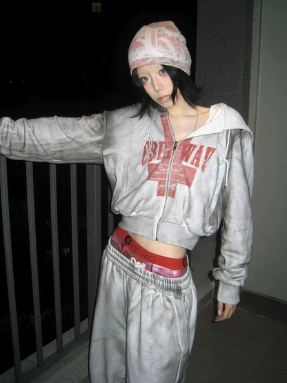 Y2K Visual Short Hoodie