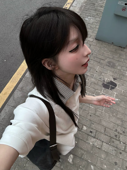 Houndstooth White Polo Tee Cleanfit Summer Short Sleeve Smart Casual Top