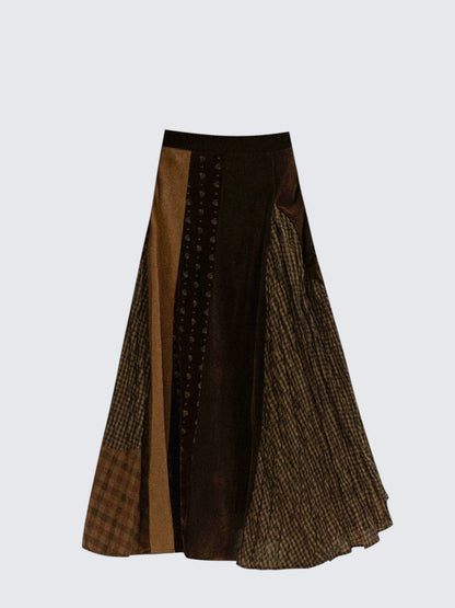 Korean Asymmetrical Colorblock Skirt