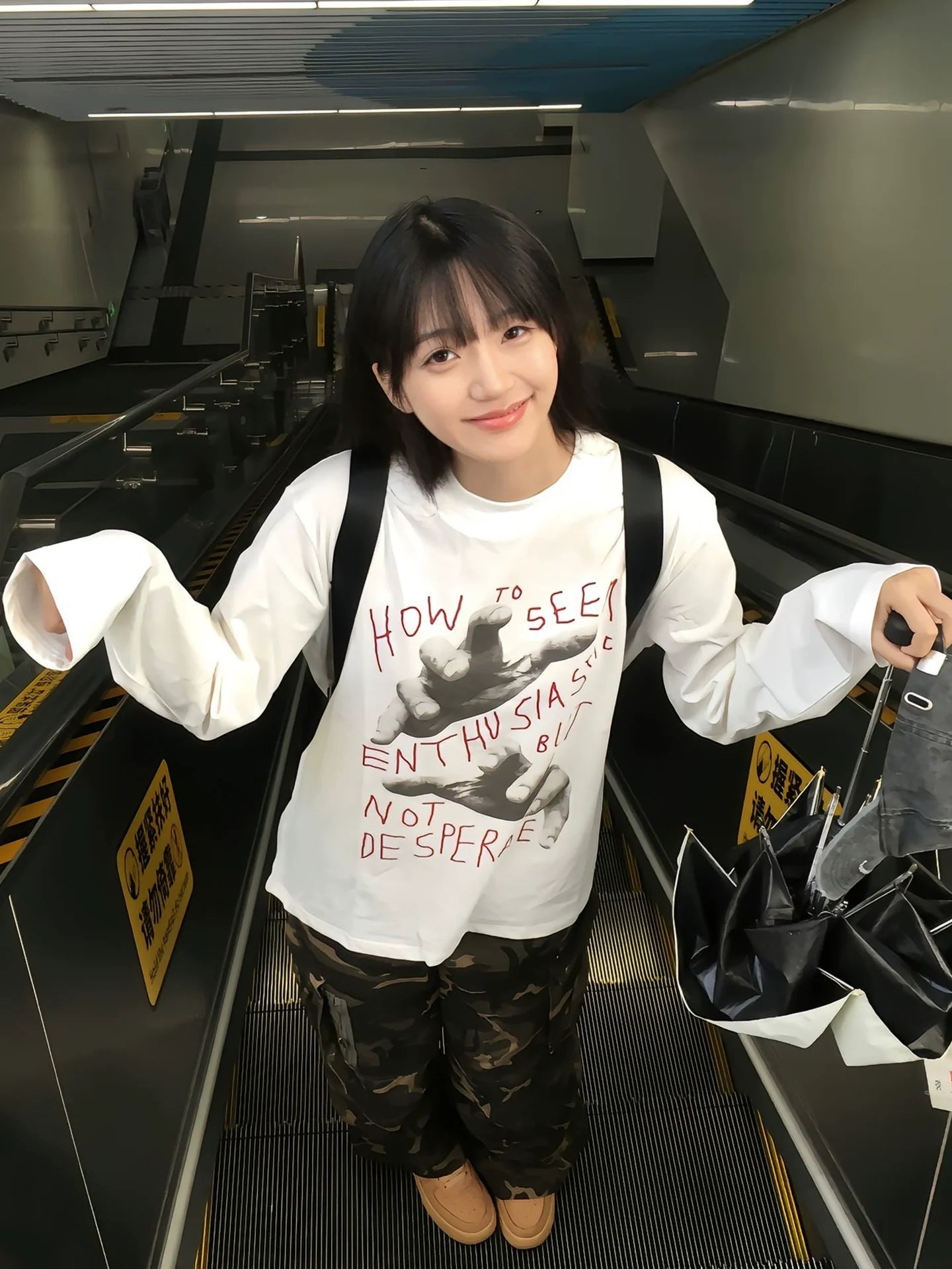 Korean Comfy White Long Sleeve Loose Fit Base Layer Top