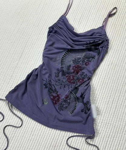 Purple Light Subculture Retro Print Y2K Tank Top