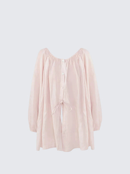 Airy Pink Lantern Sleeve Top