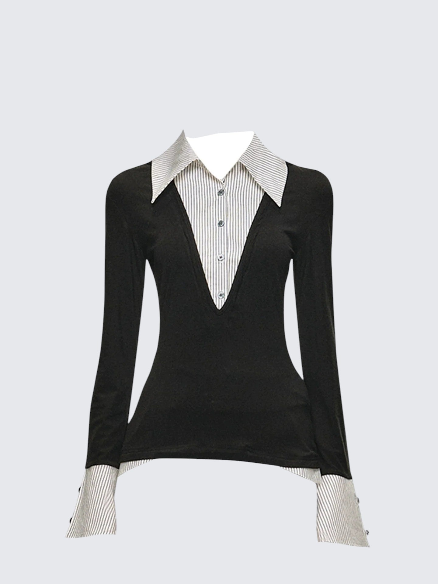 Layered Colorblock V-Neck Shirt