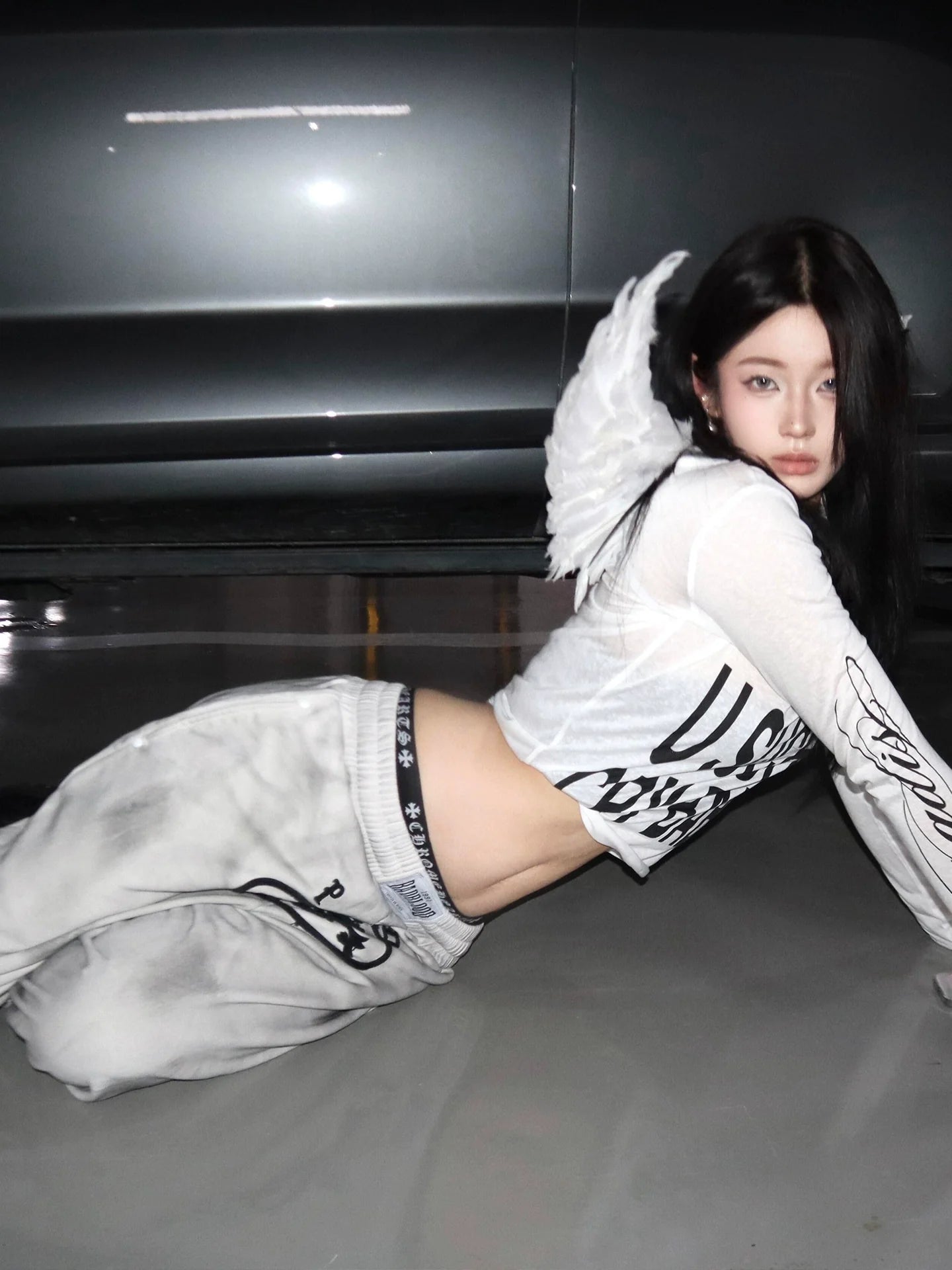 Retro White Tie Dye Baggy Pants