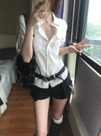 Relaxed Fit White Short Shirt
