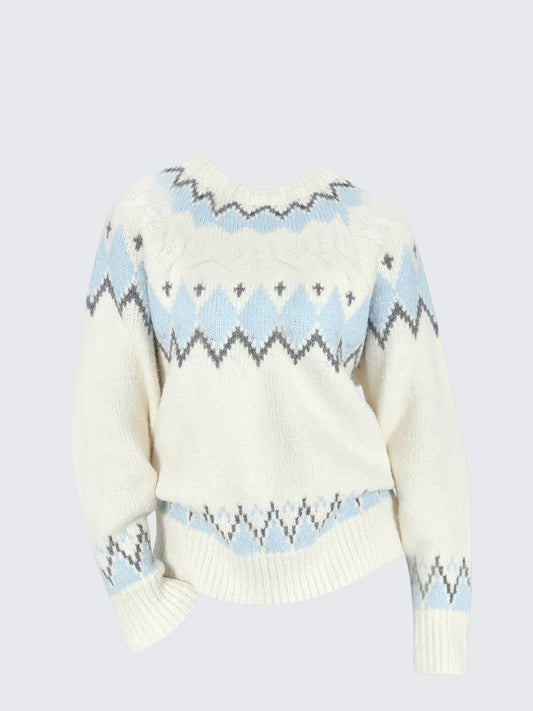 White Isle Round Neck Sweater Women