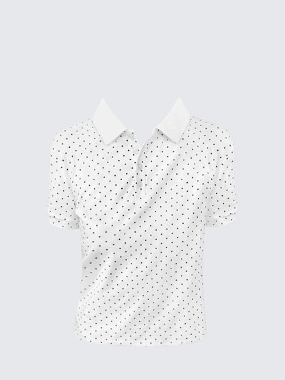 French Polka Dot Polo Top