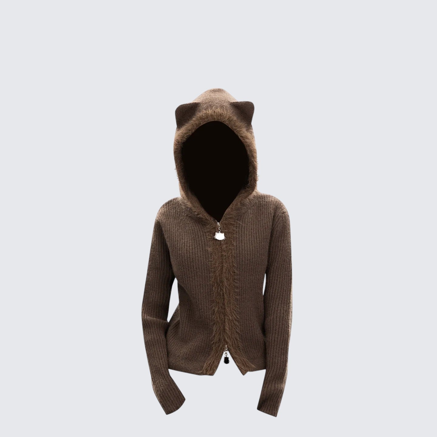 Bear Ear Hooded Knit Cardigan