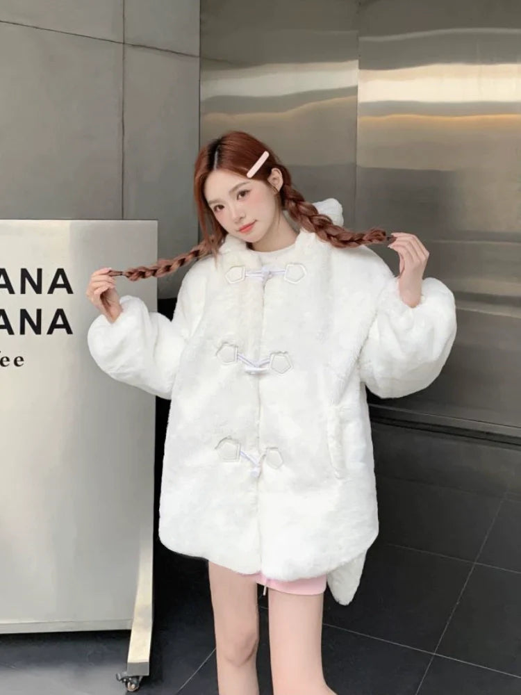 Fufu Bunny Ear Faux Fur Coat