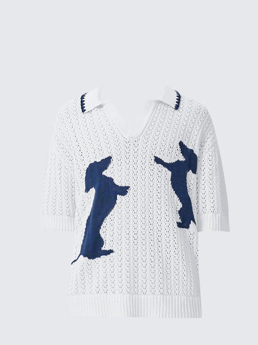 Cartoon Dog Print Polo Shirt