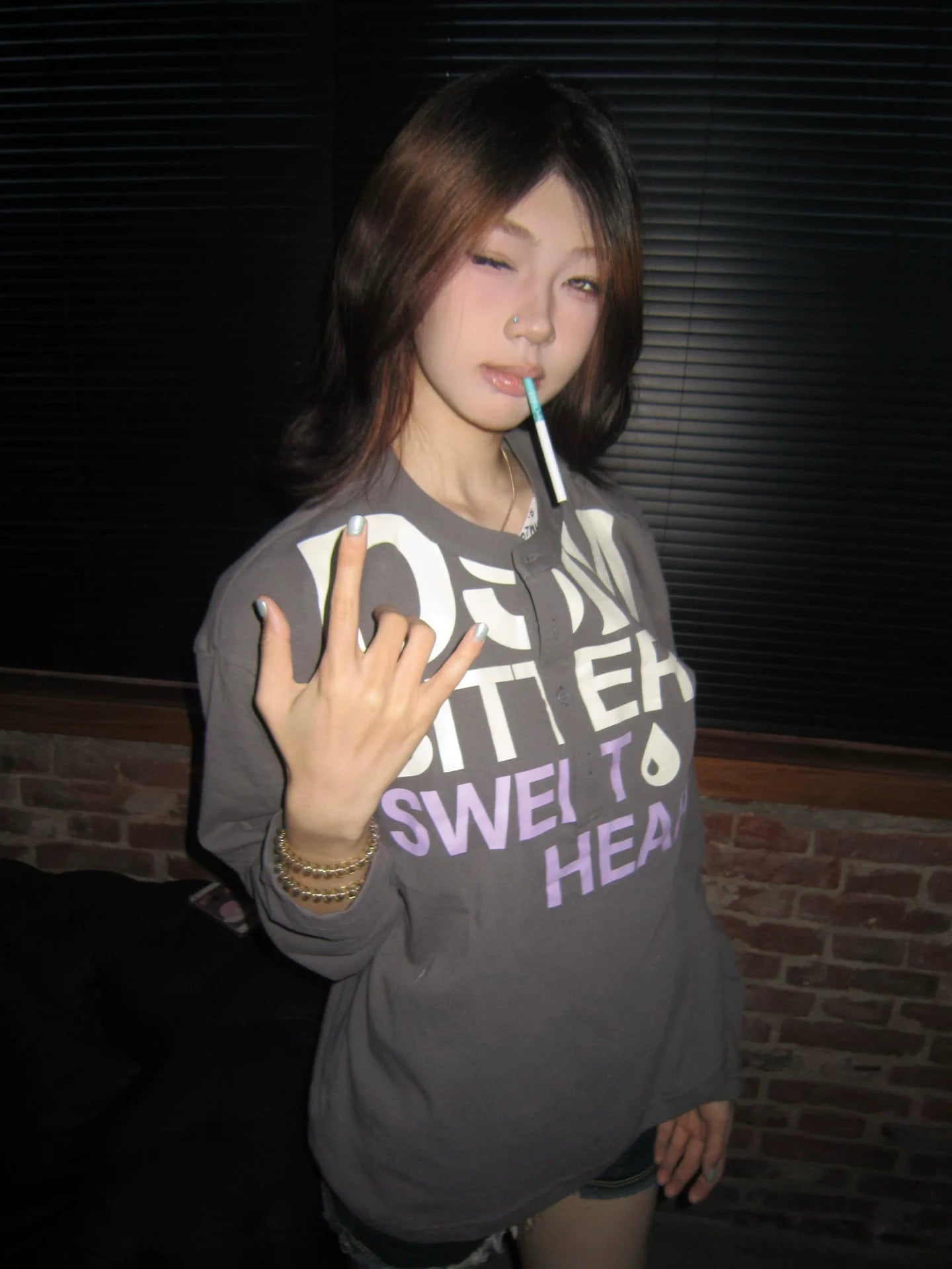 American Vintage Long Sleeve Tee Comfortable Henry Collar