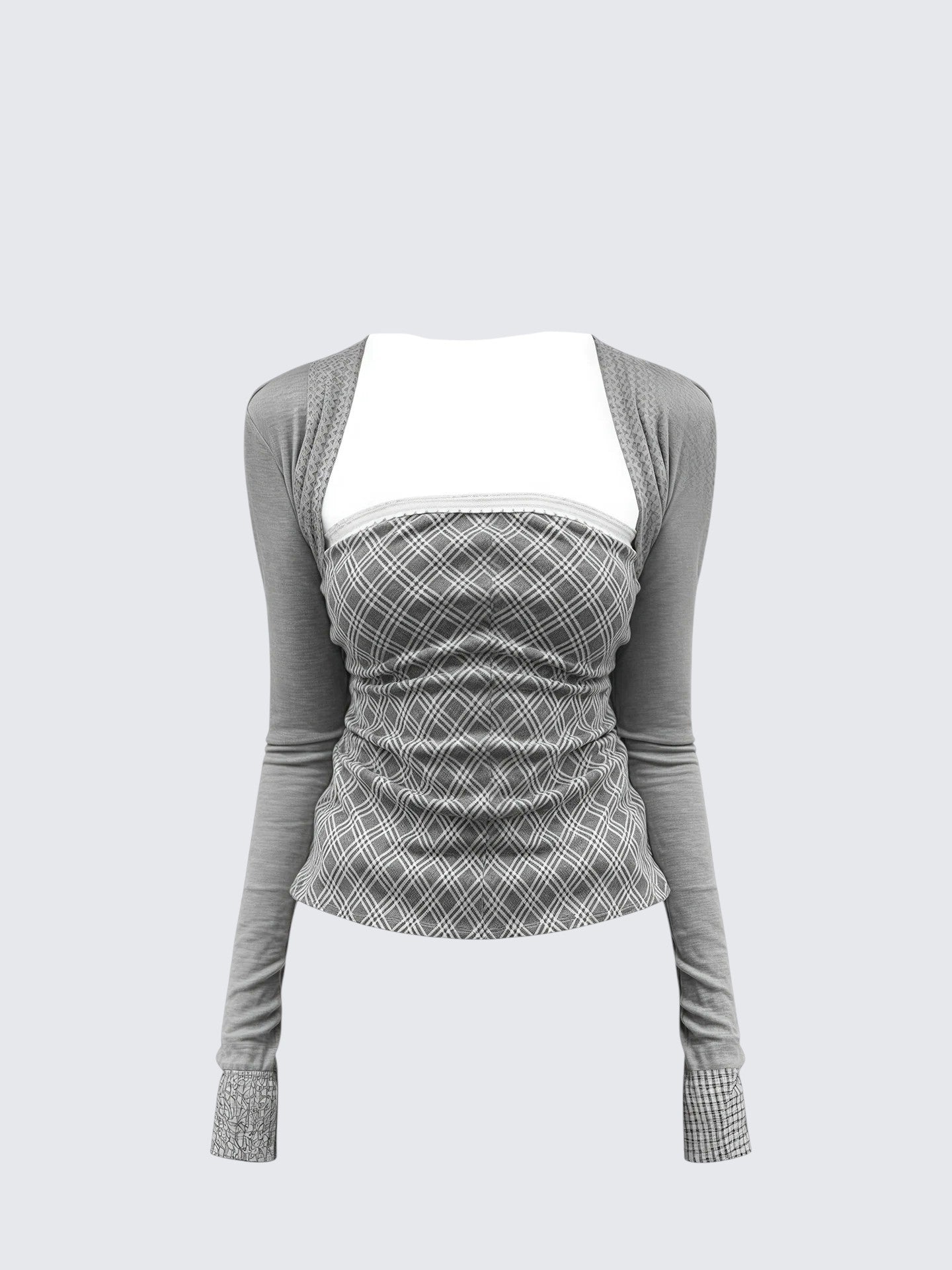 Plaid Tube Top Knit Two-Piece Set Women