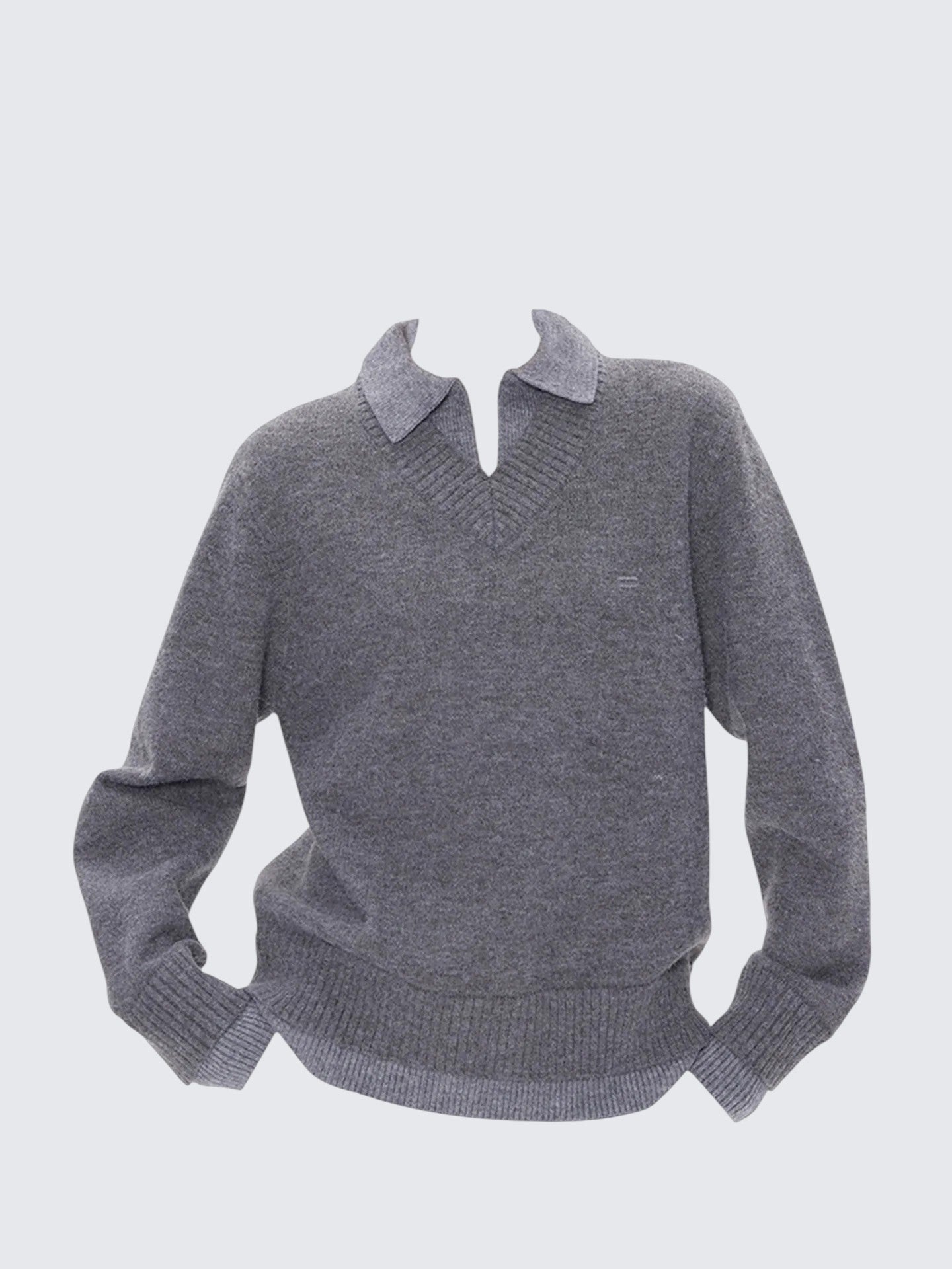 Vintage Gray Double V Knit Top