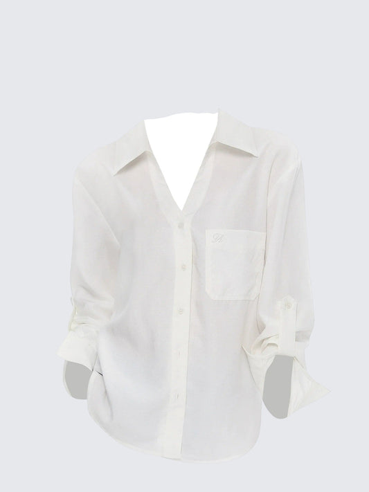 Korean Minimalist V-Neck Shirt