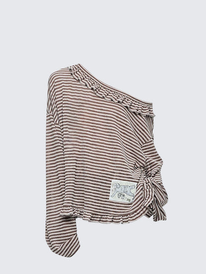 Graphic Off Shoulder Long Sleeve Tee Women