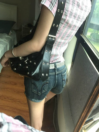 American Checkered Short Sleeve Shirt Summer Slim Fit Preppy College Style Top