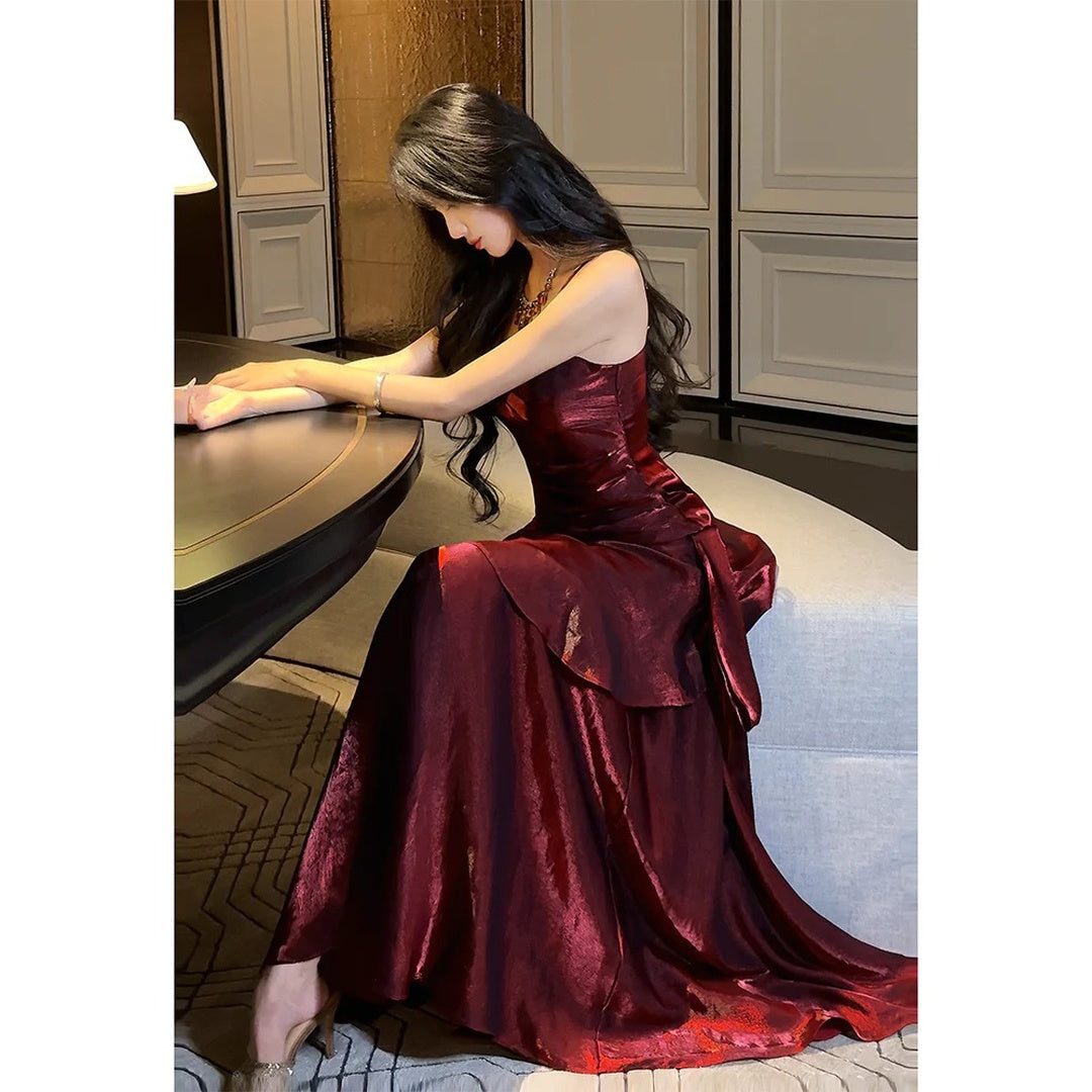 Mermaid Red Ruffle High-End Gown Dress