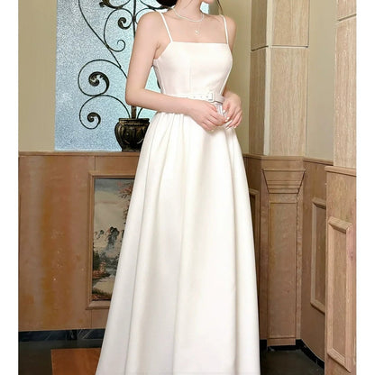 White Strappy Sleeveless Gown Prom Dress