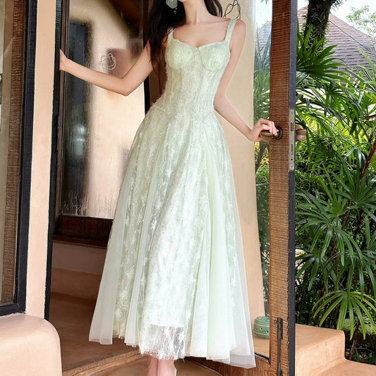 Green Sequin Tulle Gown Prom Dress