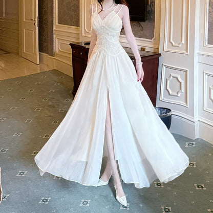 Chiffon Pleated Spaghetti Gown Prom Dress