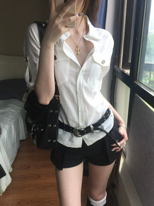 Cleanfit White Short Sleeve Shirt Work & Casual Summer Top