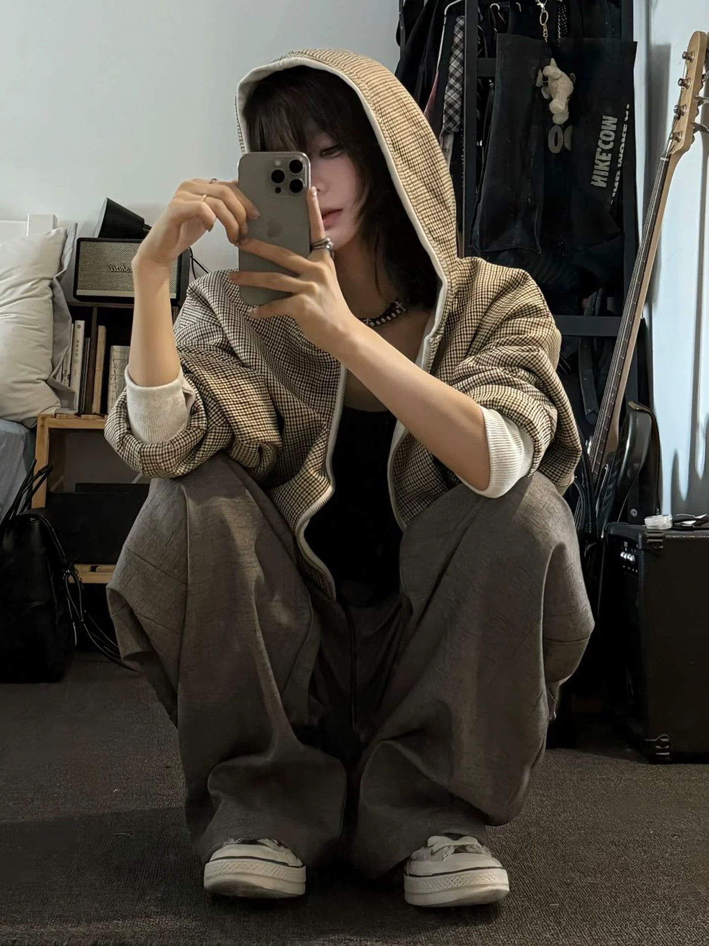 Reversible Houndstooth Hoodie