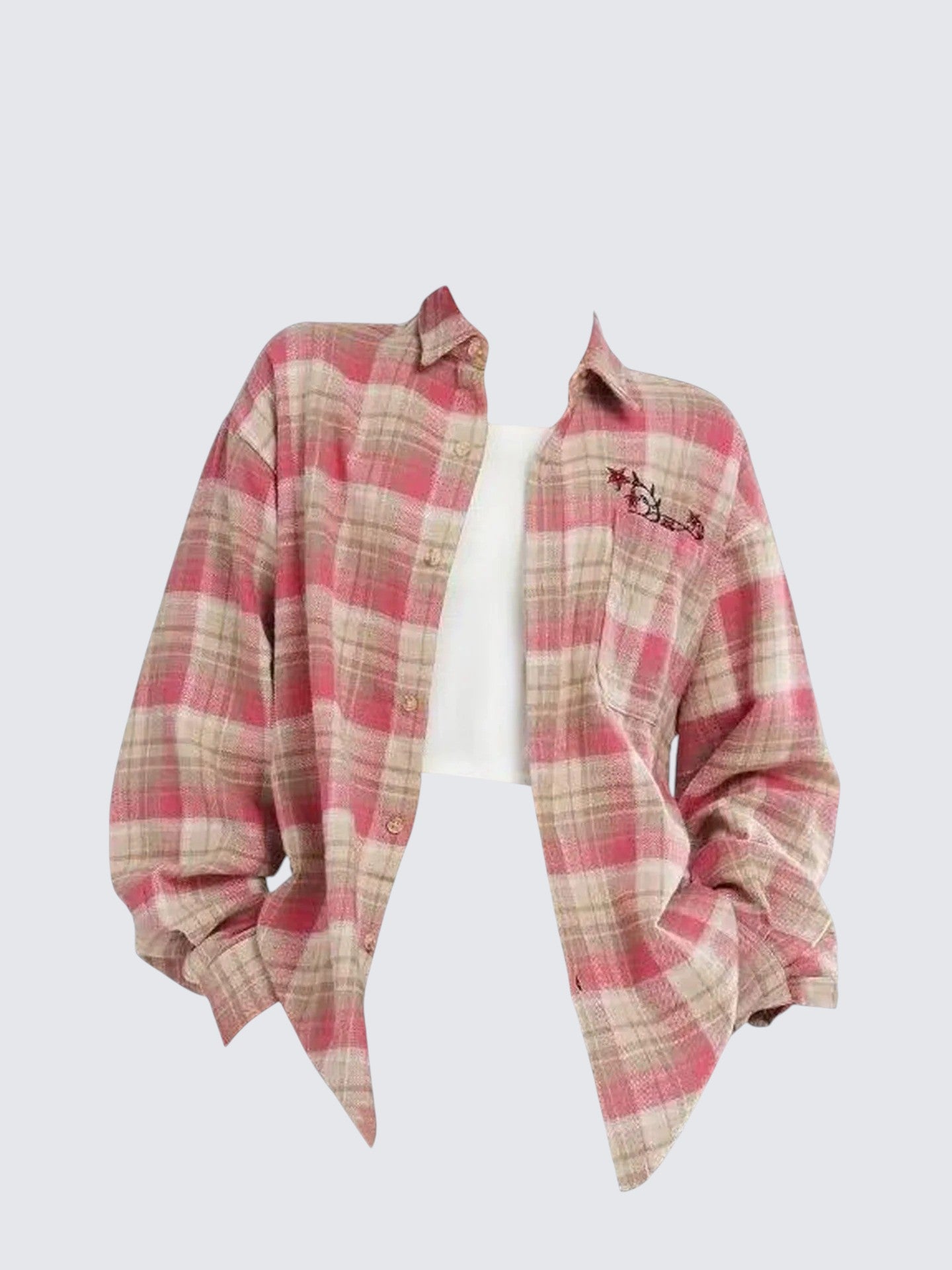 Embroidered Plaid Shirt Women