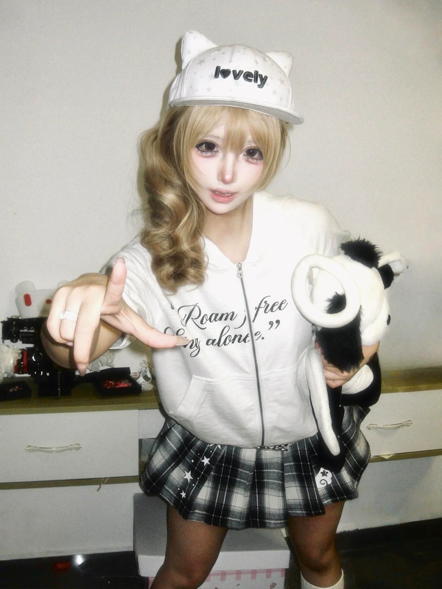 Y2K Light Subculture Hooded Short Sleeve Cardigan Vintage Print Layered Top