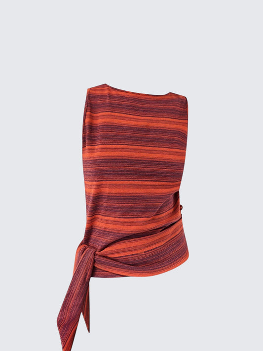 Bohemian Red Striped Tie Tank Top