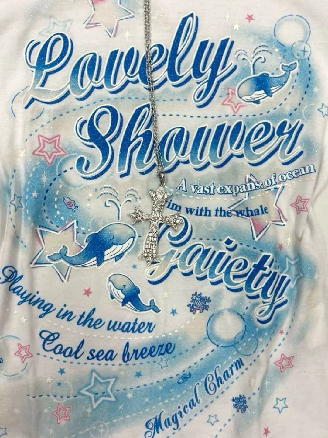 White Vintage Graphic Print Y2K T-Shirt