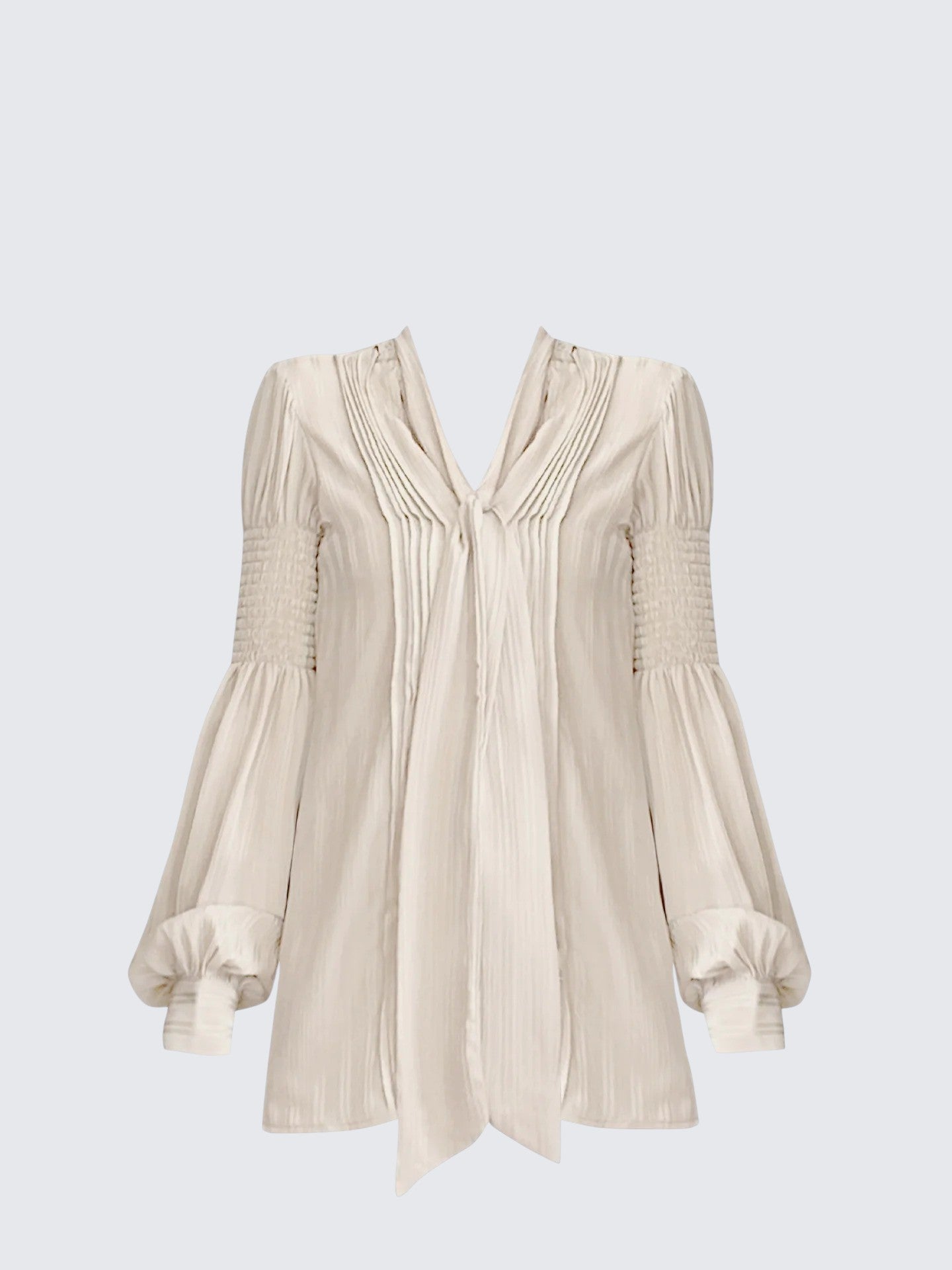 French Gold Long Sleeve Silk V-Neck Shirt