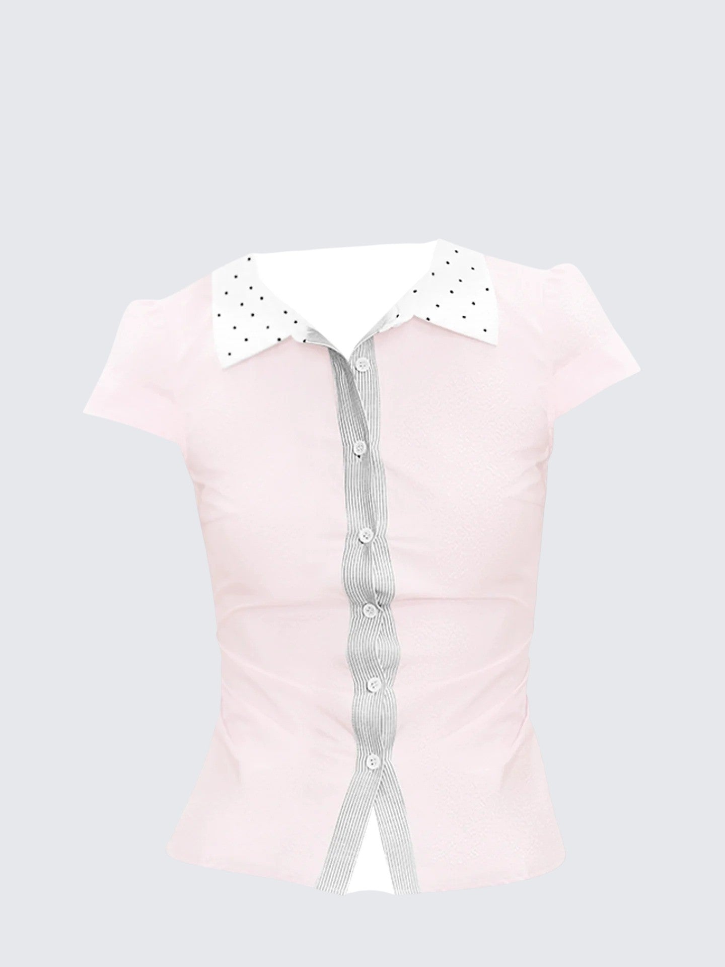 Pink Patchwork Dot Stripe Shirt