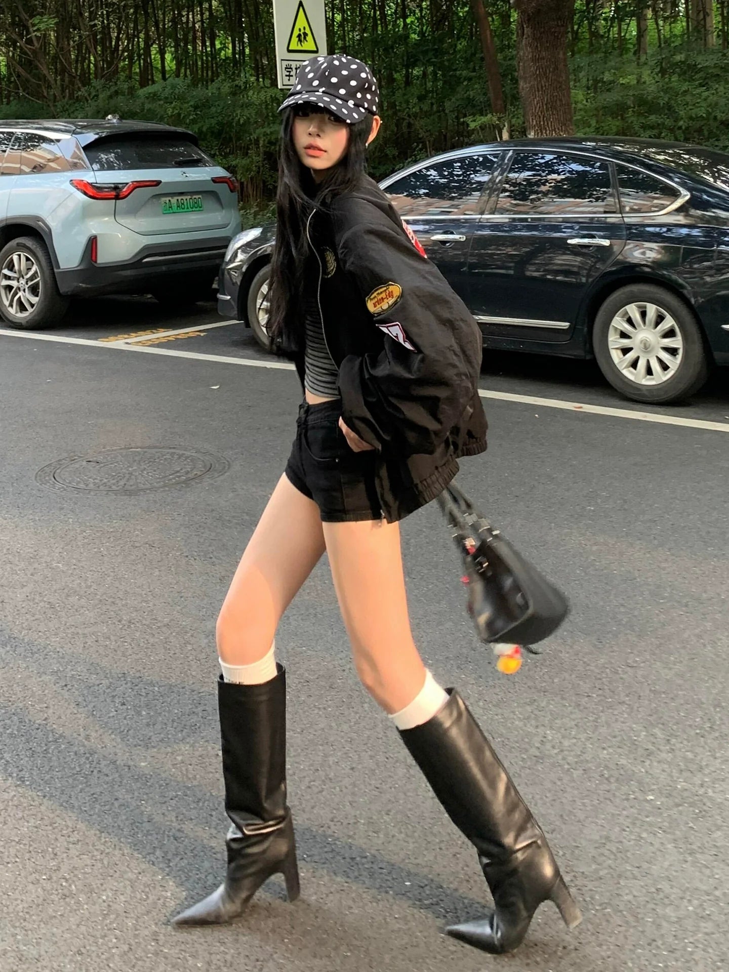 Retro Black Patch Baseball Jacket