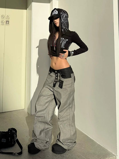 Y2K Hooded Boxing Long Sleeve Top