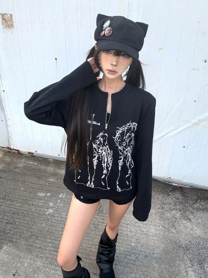 Visual Kei Cross Half Zip Tee