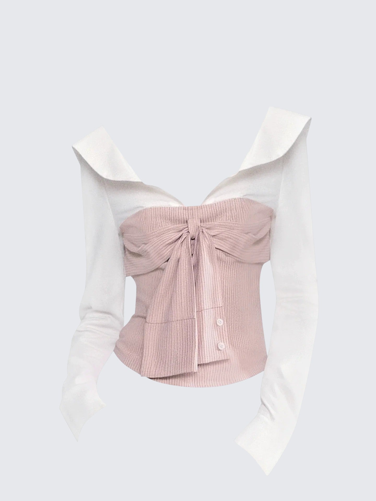 Korean Faux Two-Piece Stripe Tee