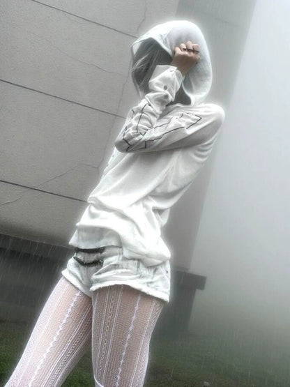 Subculture Hooded Two-Layer Long Sleeve Tee Visual Kei Slim Top