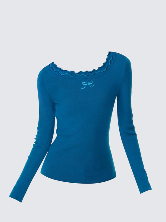 Bow Embroidered Knit Tee Women