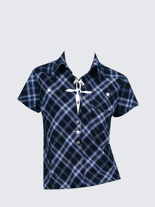 Vintage Blue Check Slim Shirt